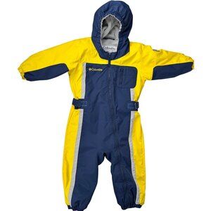 Columbia Toddler 2T Snowsuit Fleece-Lined Navy Yellow Waterproof One-Piece Hood